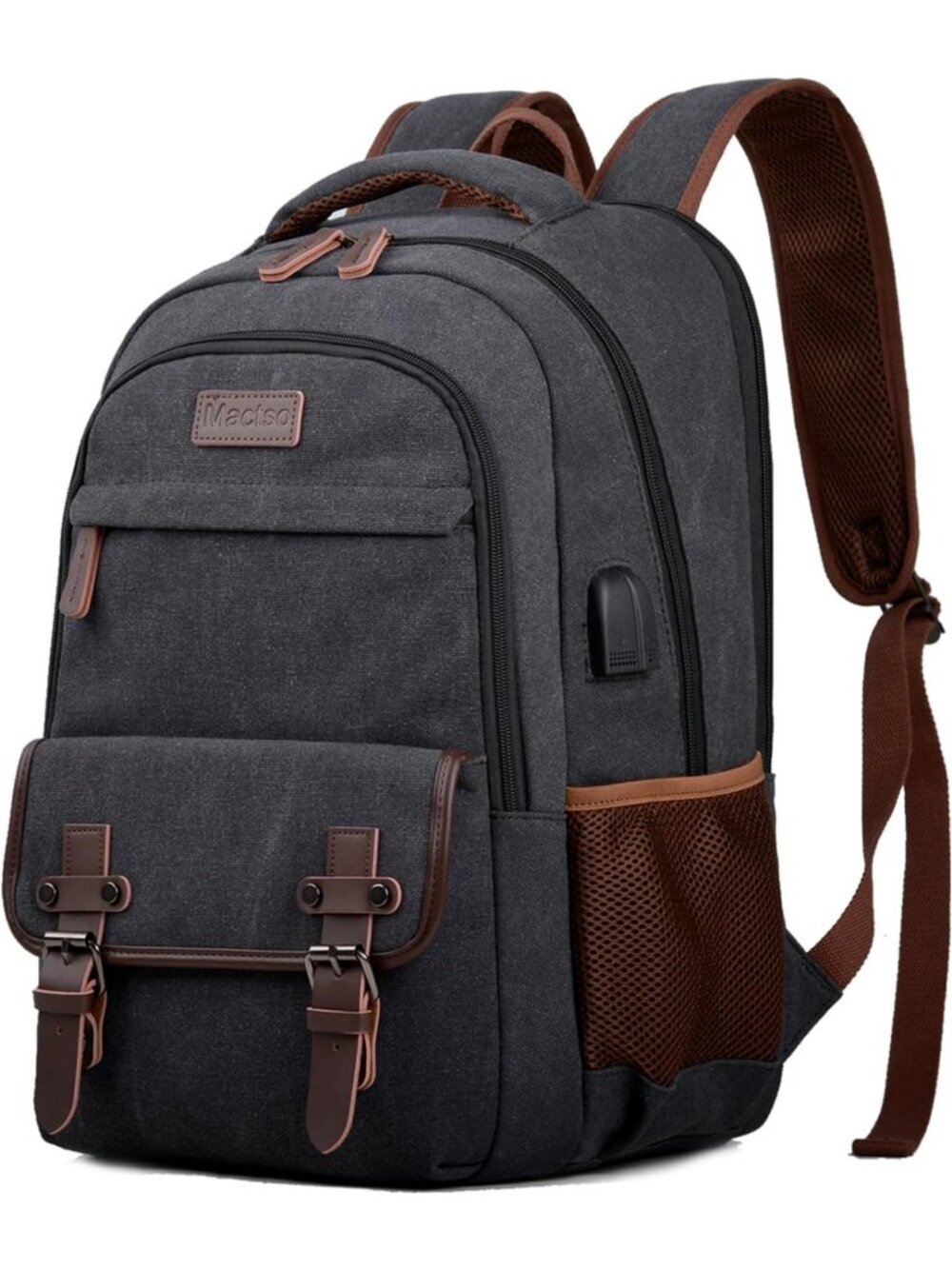 Stylish Canvas Laptop Backpack for Travel, Work, College - Fits 15.6" Notebook